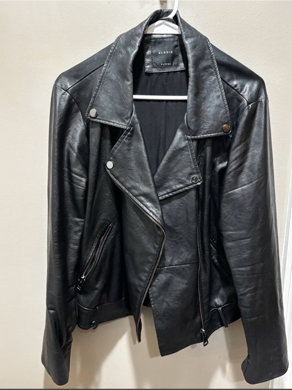 Elodie Black Faux Leather Asymmetric Moto Jacket